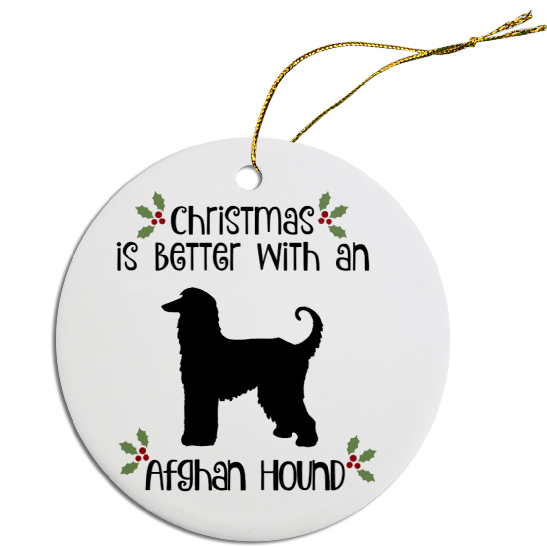 Breed Specific Round Christmas Ornament Afghan Hound